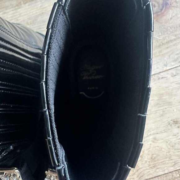 STUNNING ROGER VIVIER LUXURY BLACK PATENT LEATHER CHELSEA BOOTS - SIZE: 39 - Picture 7 of 8